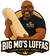 Big Mo’s Luffas original mascot logo, black and gold, transparent background